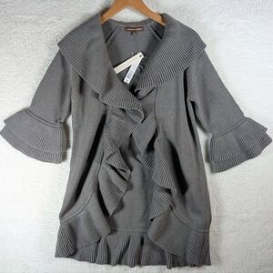 Adrienne Vittadini Charcoal Ruffled Cardigan Heavy - $98 MSRP